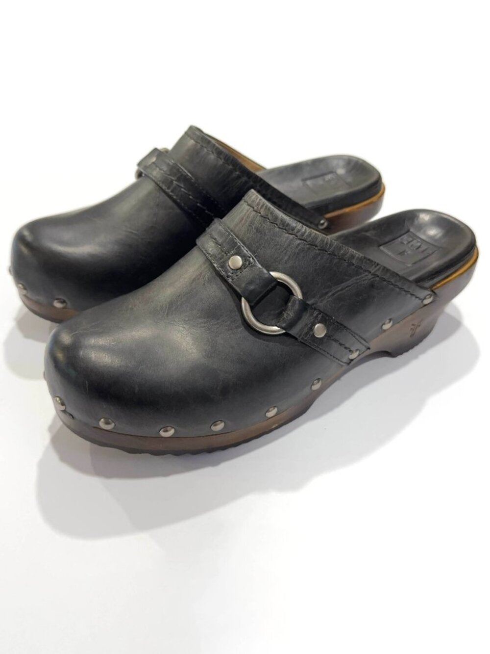 Frye Clara O-Ring Leather Slide/Clog/Mule Size 8